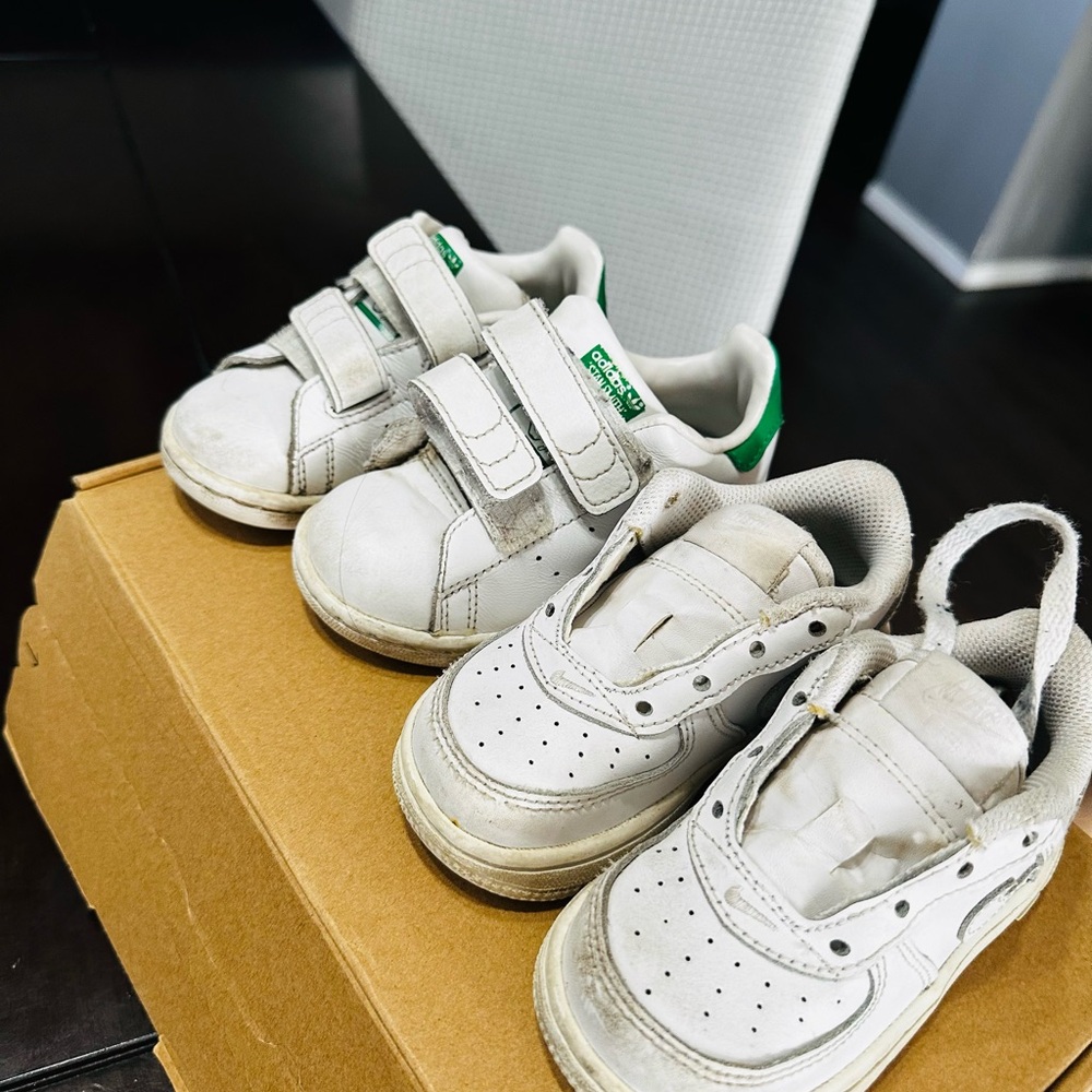 Nike Kids White and Adidas Velcro Sneakers (both for 10 only)